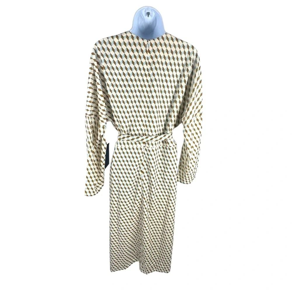 Tuckernuck NEW Tan Ocean Spray Geo Bex Long Sleeve Belted Midi Dress Size XXL - Picture 6 of 10